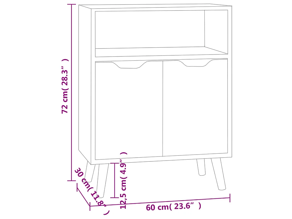 Buffet gris béton 60x30x72 cm bois d'ingénierie