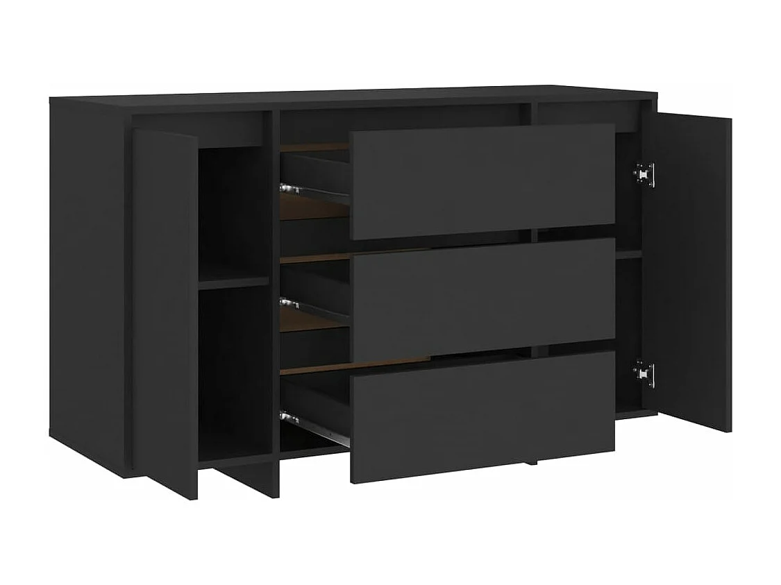 Credenza con 3 Cassetti Nera 120x41x75 cm in Truciolato