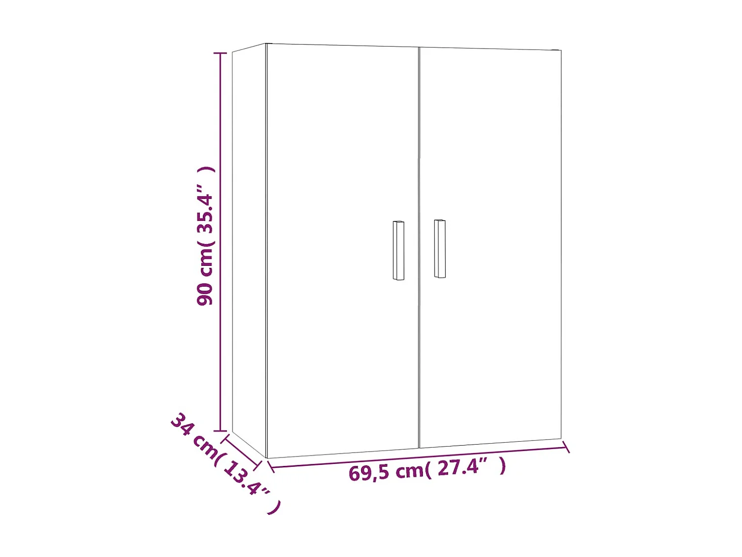 Armoire murale suspendue Blanc brillant 69,5x34x90 cm