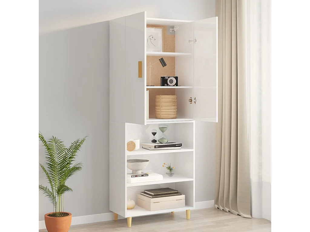 Armoire murale suspendue Blanc brillant 69,5x34x90 cm