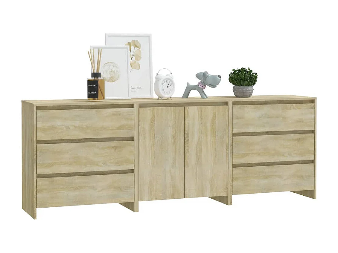 Buffets 3 pcs Chêne sonoma Bois d'ingénierie