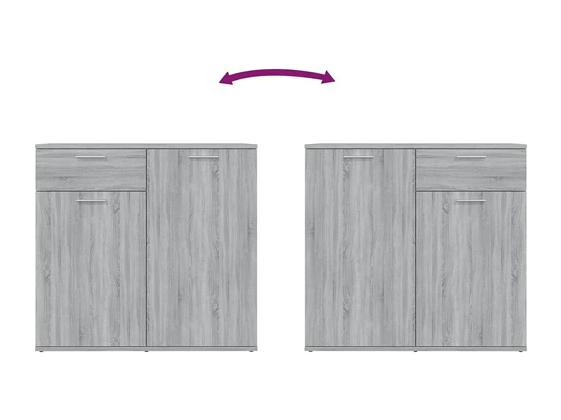 Dressoir 80x36x75 cm bewerkt hout grijs sonoma eikenkleurig