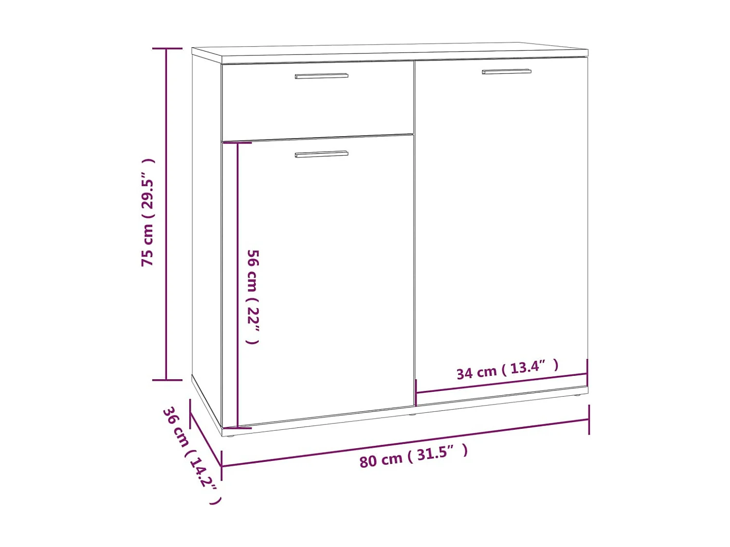 Buffet Sonoma gris 80x36x75 cm Bois d'ingénierie