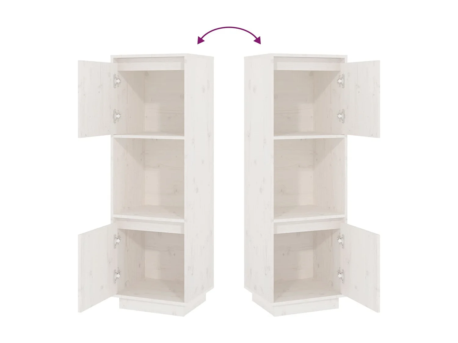 Buffet haut Blanc 38x35x117 cm Bois massif de pin