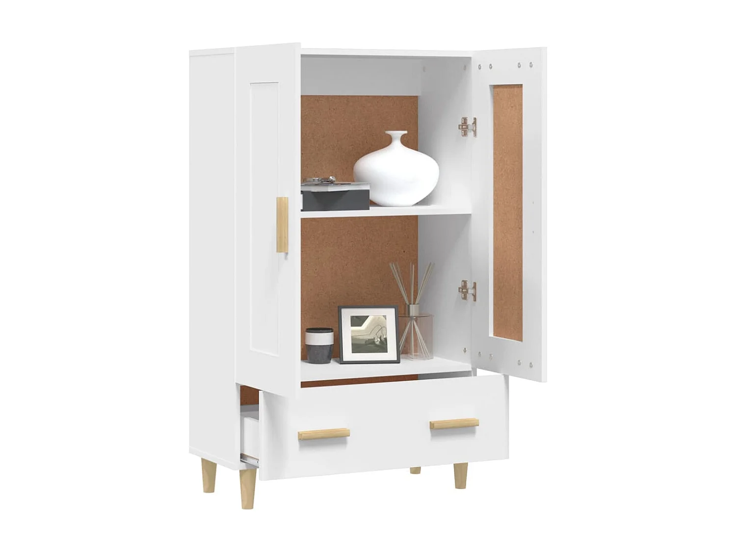 Credenza Bianca 70x31x115 cm in Legno Ingegnerizzato