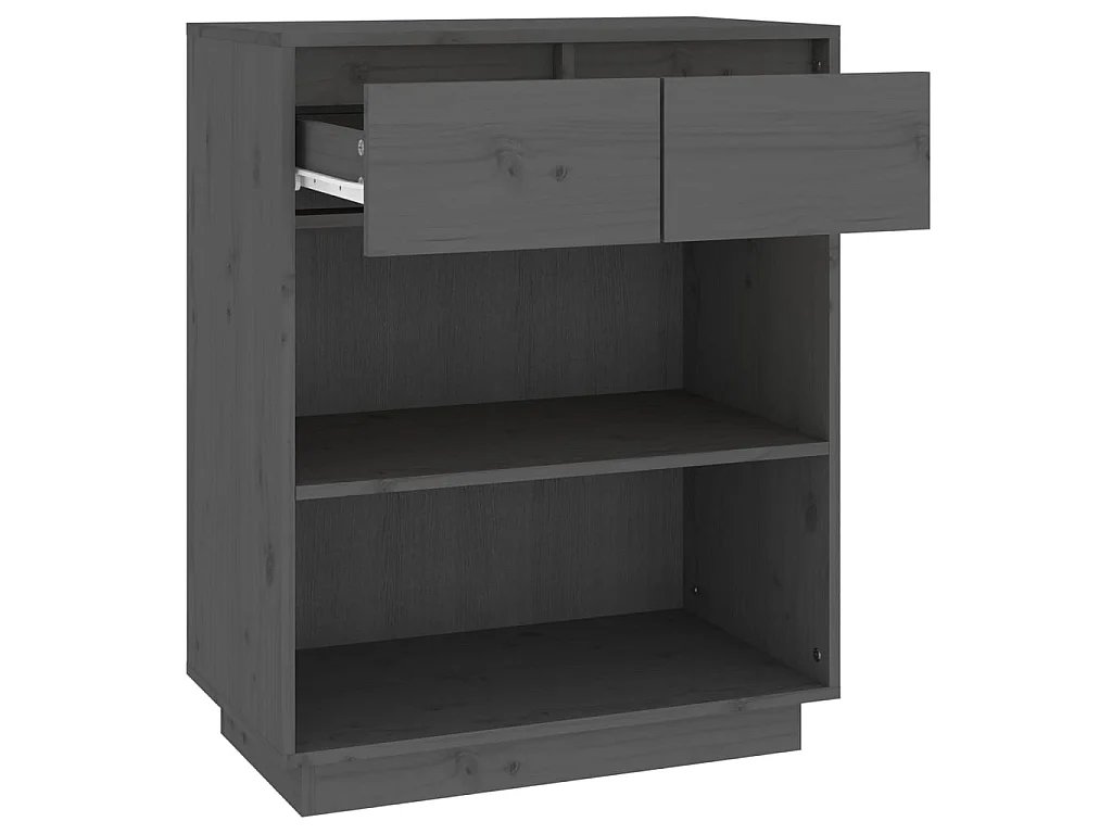 Mobile Consolle Grigio 60x34x75 cm in Legno Massello di Pino
