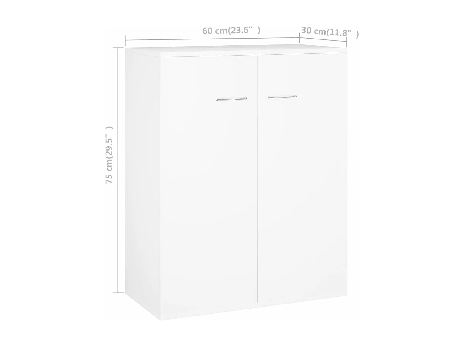 Aparador de madera contrachapada blanco 60x30x75 cm