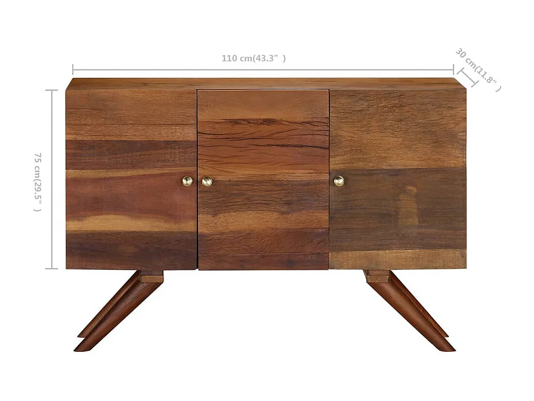 Buffet Bois recyclé massif 110x30x75 cm Marron