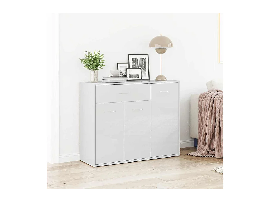 Buffet Blanc brillant 88x30x70 cm Bois d'ingénierie