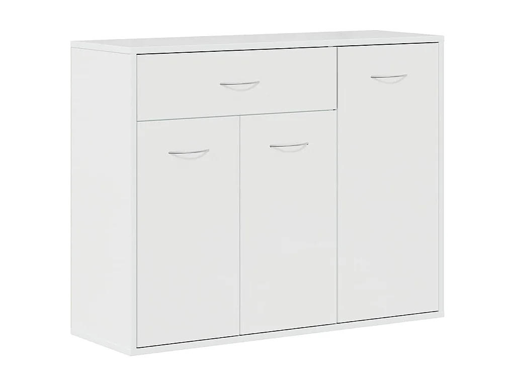 Aparador de madera contrachapada blanco brillante 88x30x70 cm