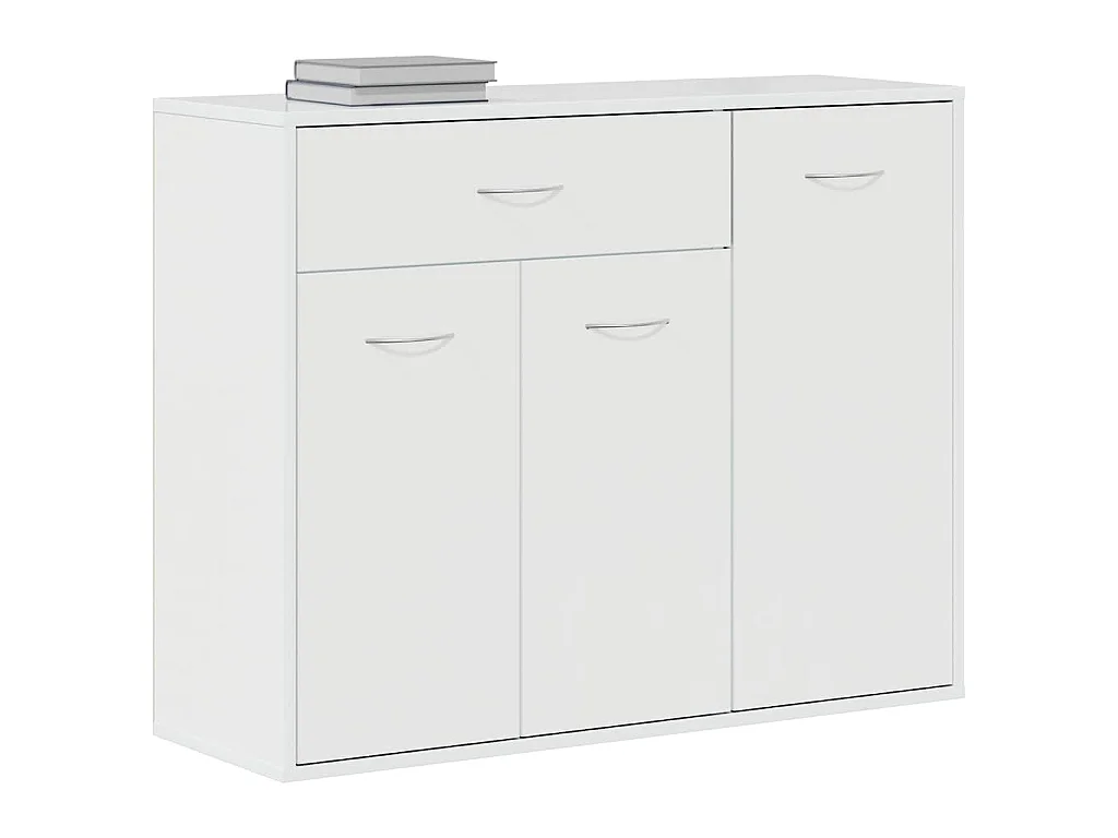 Aparador de madera contrachapada blanco brillante 88x30x70 cm