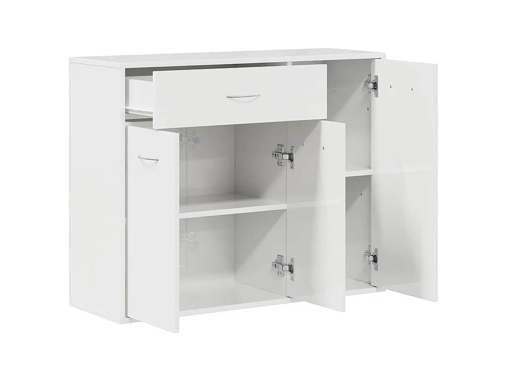 Aparador de madera contrachapada blanco brillante 88x30x70 cm