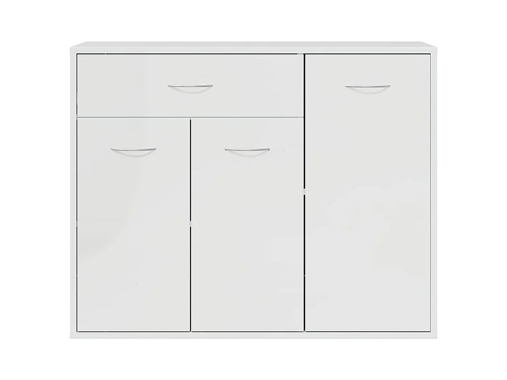 Aparador de madera contrachapada blanco brillante 88x30x70 cm