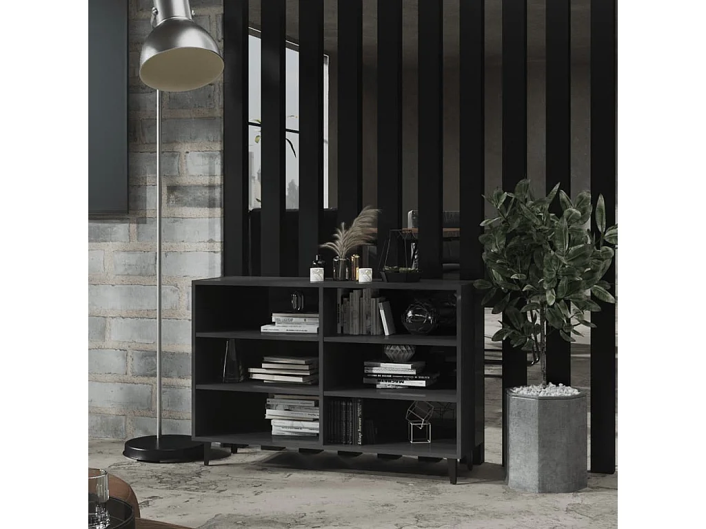 Buffet gris brillant 103,5x35x70 cm bois d'ingénierie