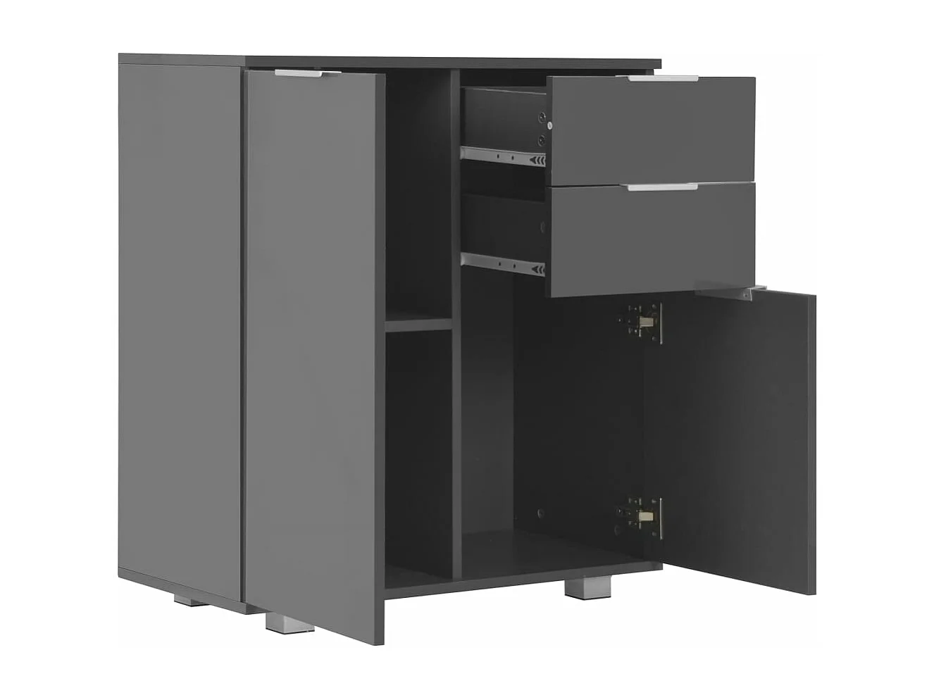 Dressoir 71x35x80 cm spaanplaat hoogglans grijs