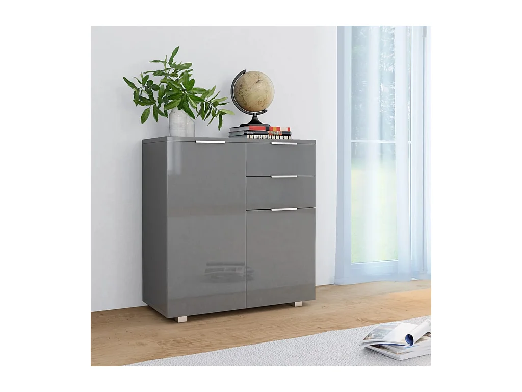 Dressoir 71x35x80 cm spaanplaat hoogglans grijs