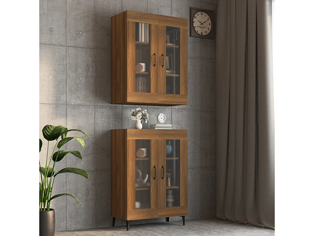 Armadietto Pensile a Parete Rovere Marrone 69,5x34x90 cm
