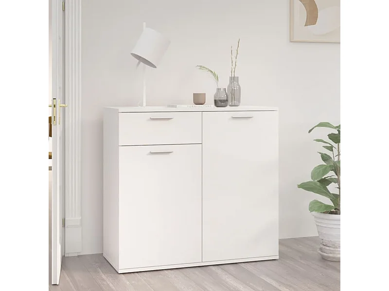 Buffet blanc brillant 80x36x75 cm bois d'ingénierie