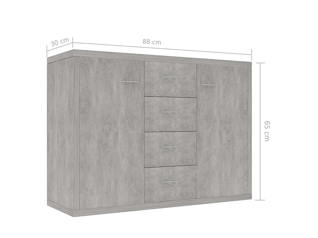 Buffet Gris béton 88x30x65 cm Bois d'ingénierie
