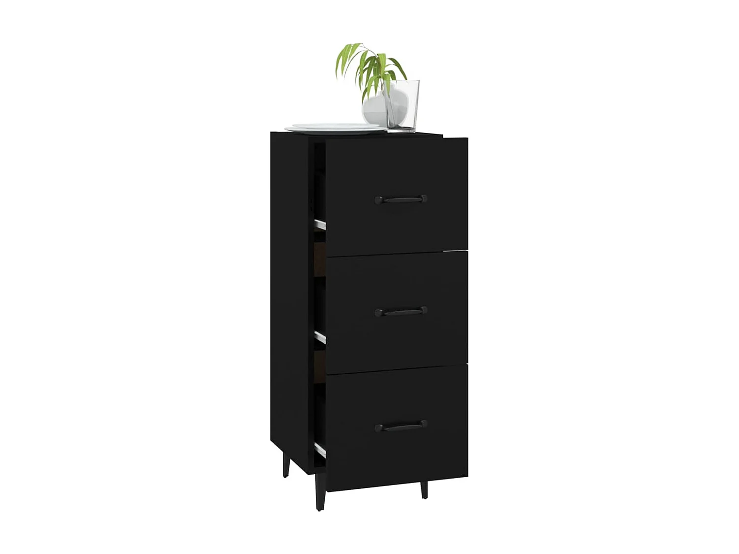 Dressoir 34,5x34x90 cm bewerkt hout zwart