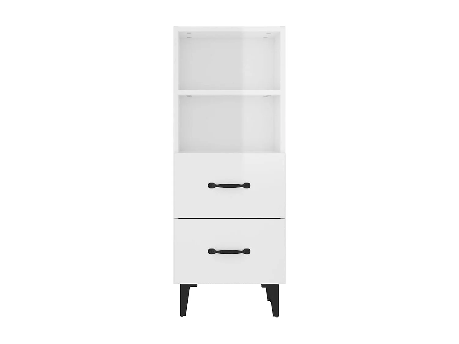 Aparador de madera contrachapada blanco brillante 34,5x34x90 cm