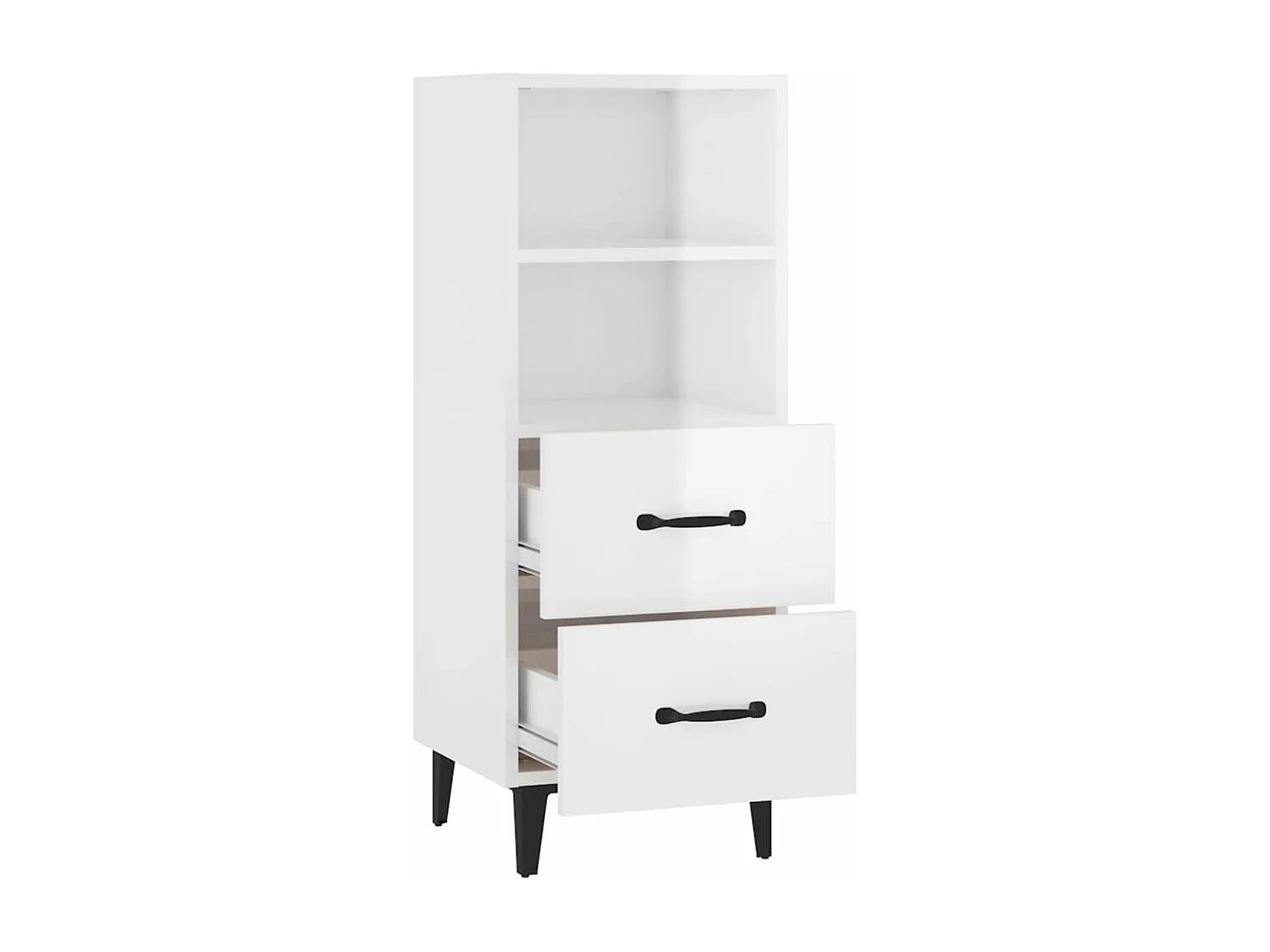Buffet Blanc brillant 34,5x34x90 cm Bois d'ingénierie