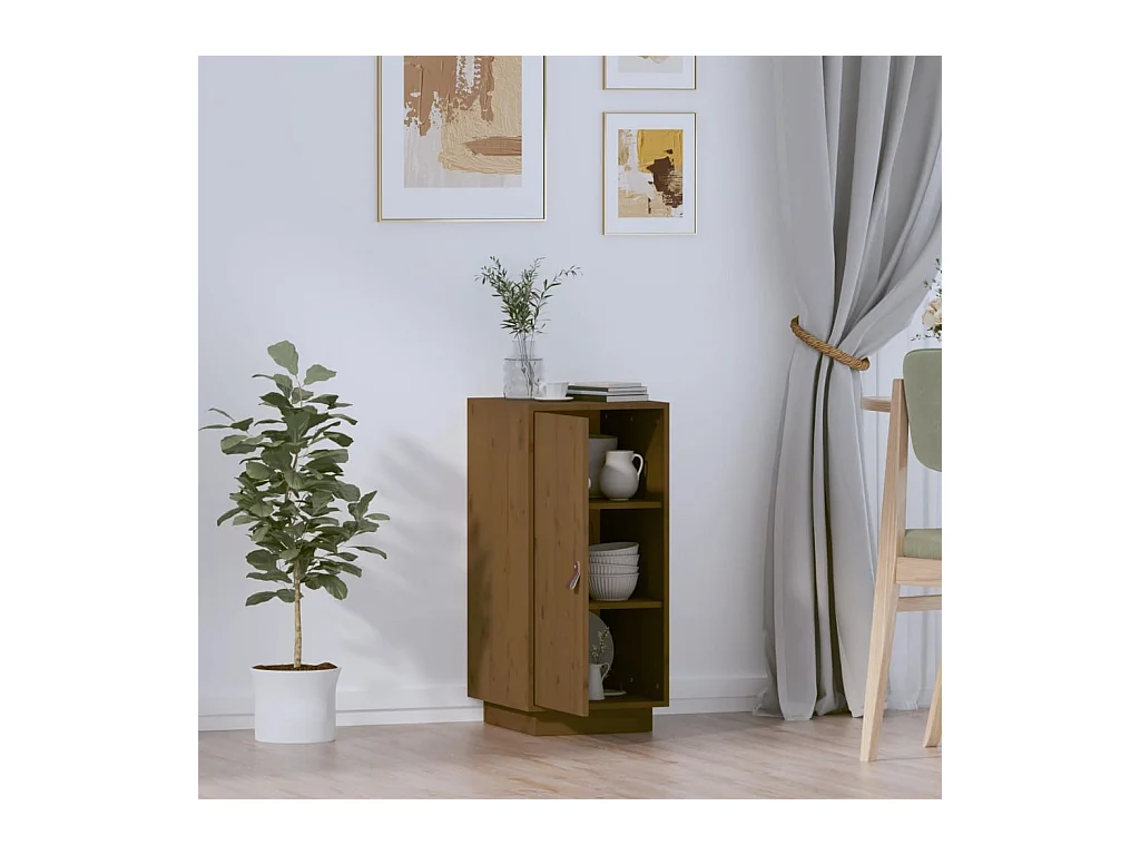 Buffet Marron miel 34x40x75 cm Bois massif de pin