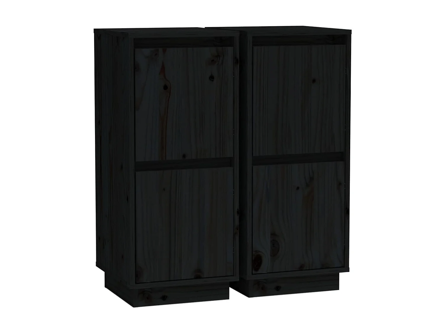 Buffets 2 pcs Noir 31,5x34x75 cm Bois massif de pin