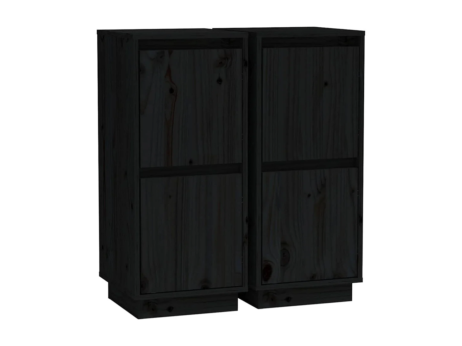 Dressoirs 2 st 31,5x34x75 cm massief grenenhout zwart