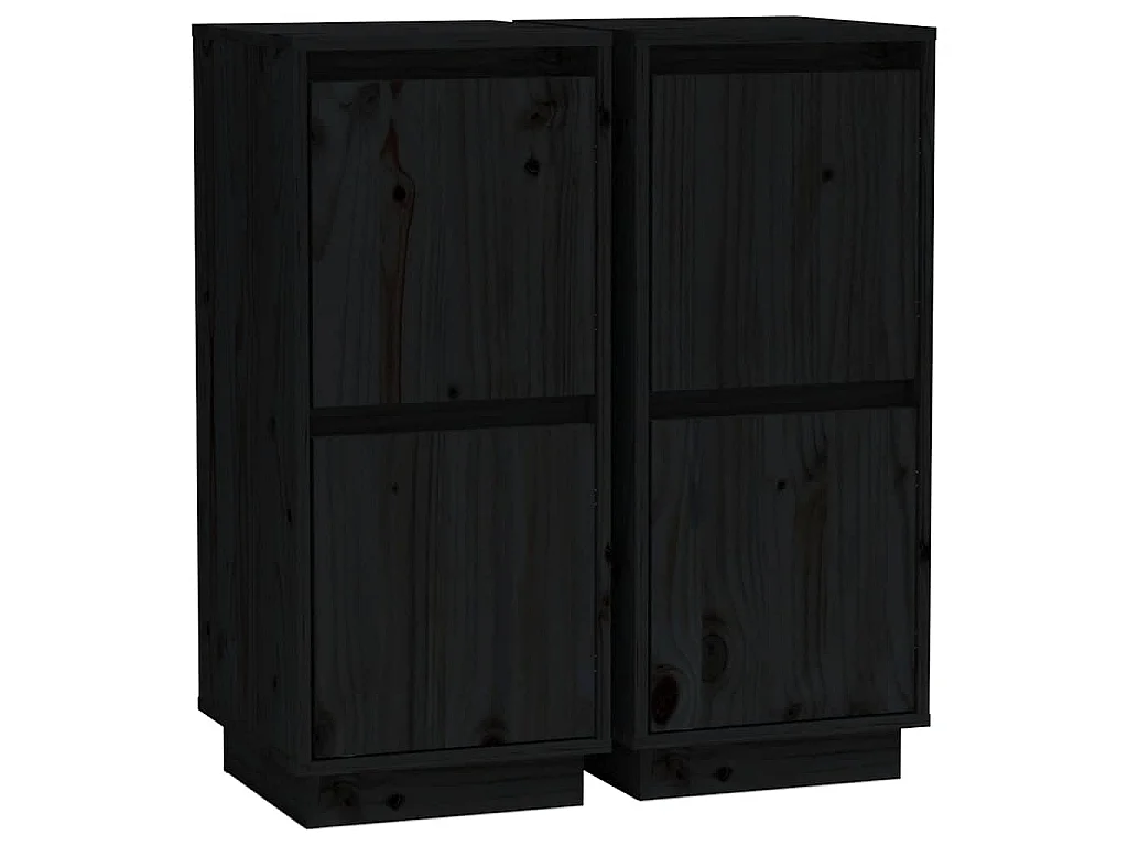 Dressoirs 2 st 31,5x34x75 cm massief grenenhout zwart