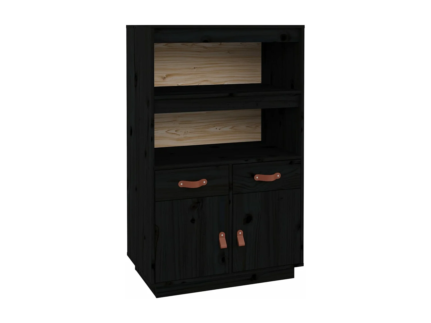 Aparador de madera maciza de pino negro 67x40x108,5 cm