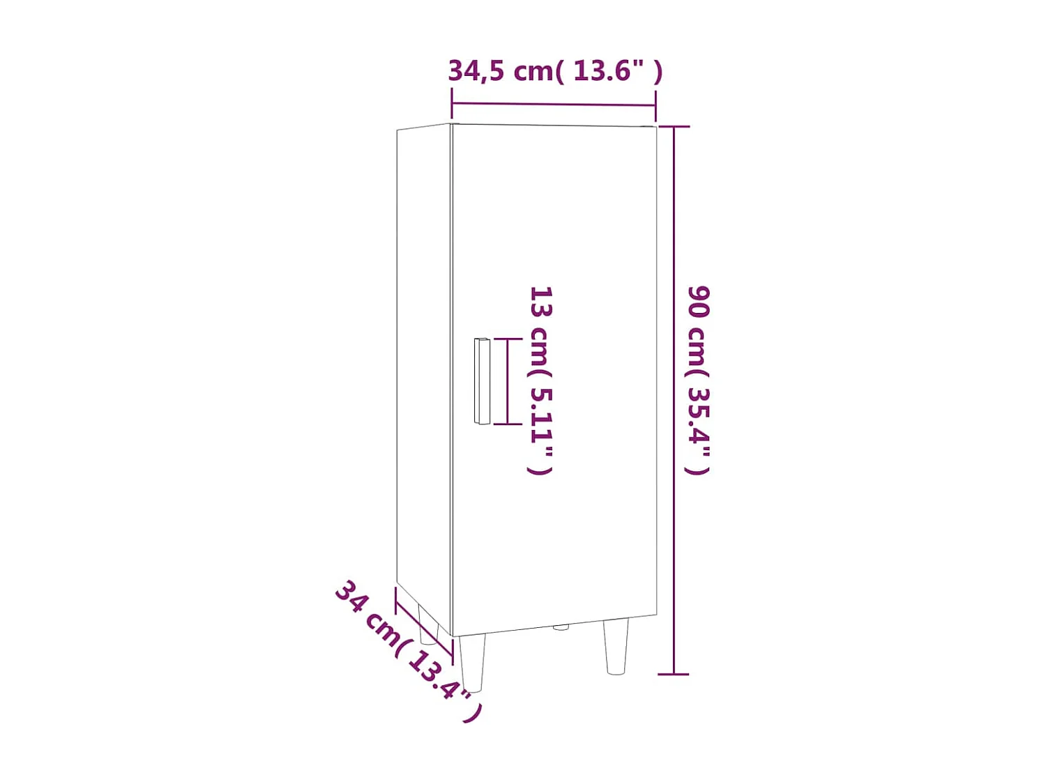 Credenza Grigio Cemento 34,5x34x90 cm in Legno Multistrato