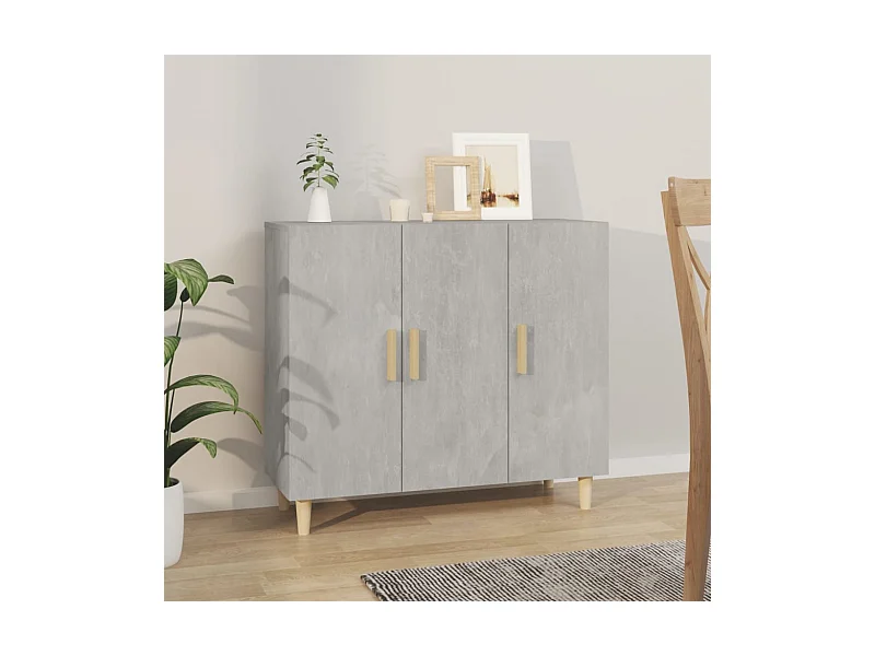 Buffet gris béton 90x34x80 cm bois d'ingénierie