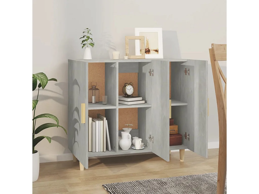 Buffet gris béton 90x34x80 cm bois d'ingénierie