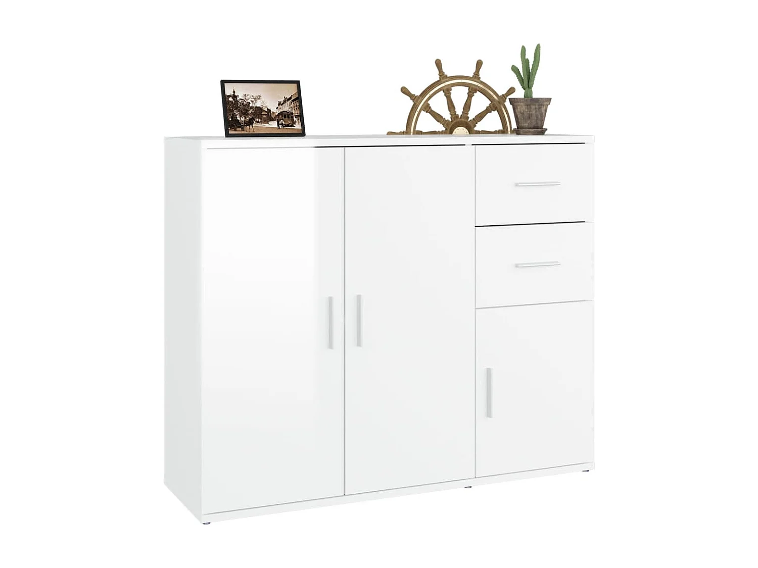 Dressoir 91x29,5x75 cm bewerkt hout hoogglans wit