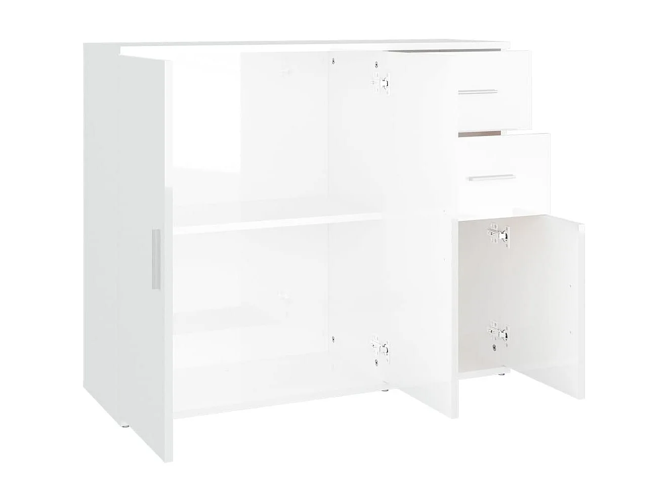 Dressoir 91x29,5x75 cm bewerkt hout hoogglans wit