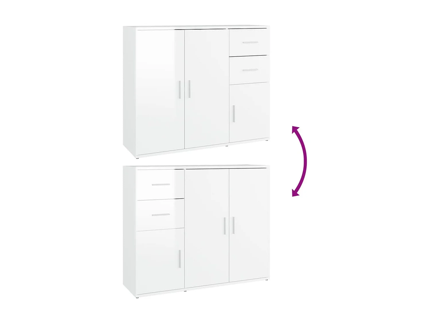 Dressoir 91x29,5x75 cm bewerkt hout hoogglans wit