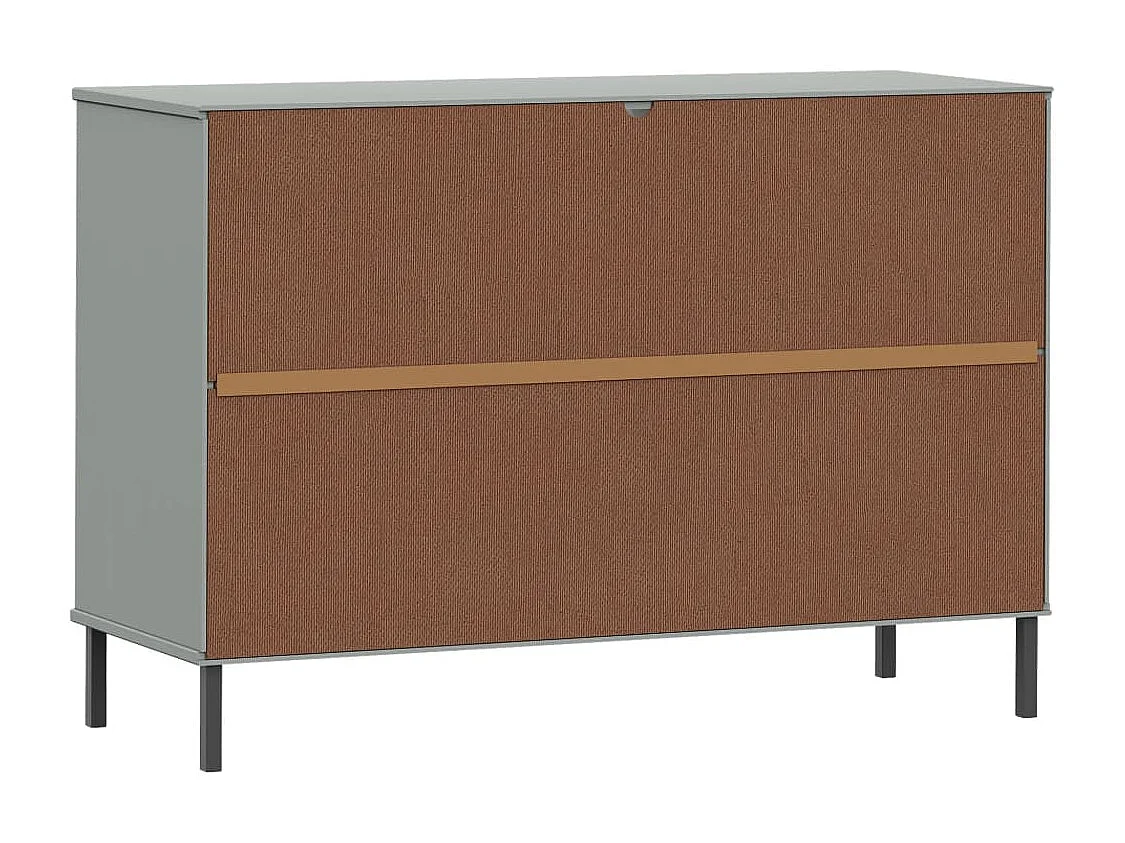 Sideboard OSLO mit Metallbeinen Grau 113x40x77 cm Massivholz