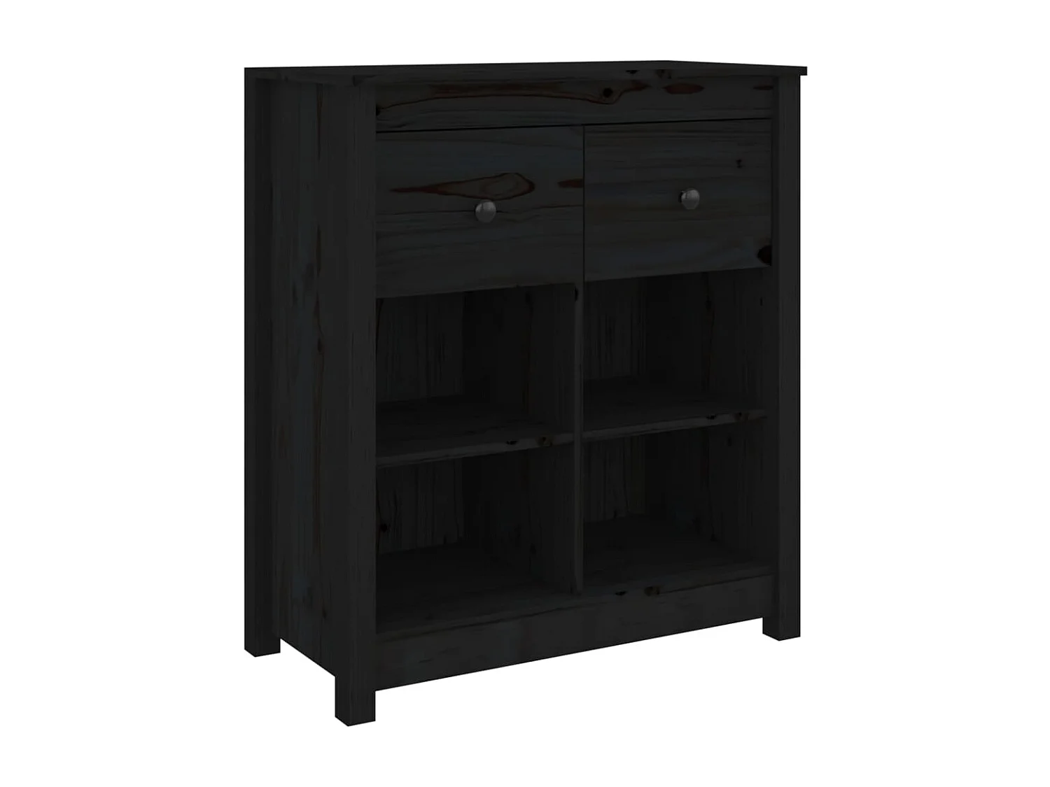 Buffet Noir 70x35x80 cm Bois massif de pin