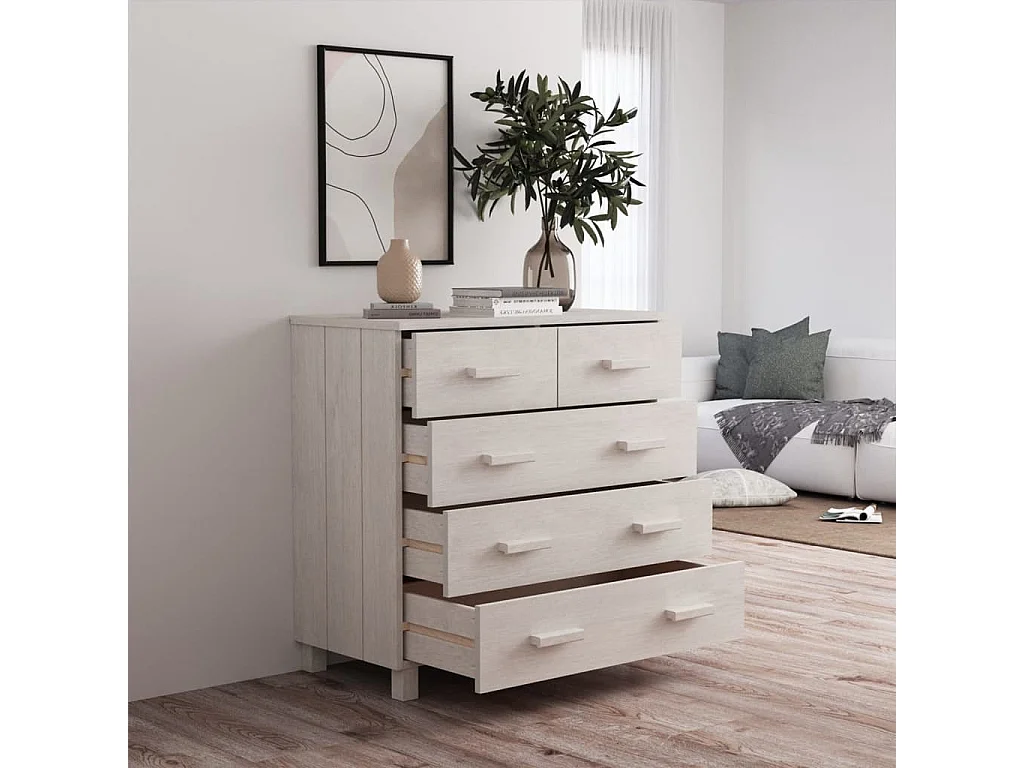 Buffet HAMAR Blanc 79x40x80 cm Bois massif de pin