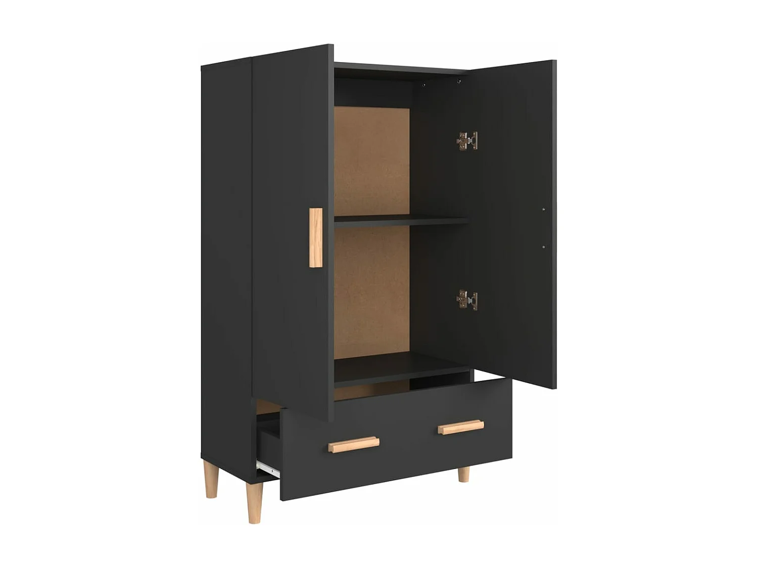 Armário alto 70x31x115 cm derivados de madeira preto