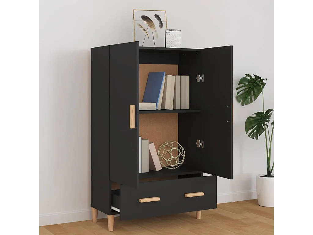 Armário alto 70x31x115 cm derivados de madeira preto