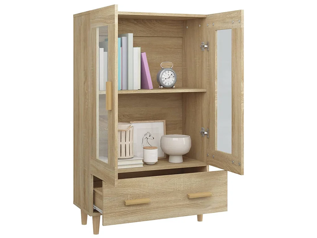 Hoge kast 70x31x115 cm bewerkt hout sonoma eikenkleurig