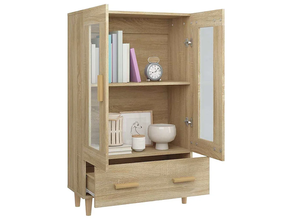 Hoge kast 70x31x115 cm bewerkt hout sonoma eikenkleurig