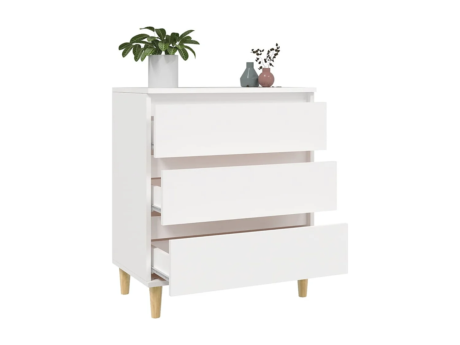 Dressoir 60x35x70 cm bewerkt hout wit