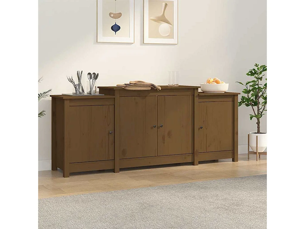 Buffet Marron miel 164x37x68 cm Bois massif de pin