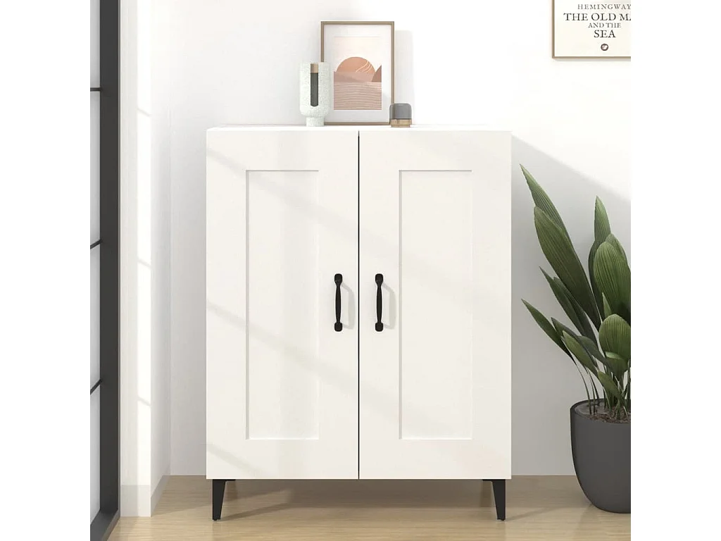 Aparador de madera contrachapada blanco 69,5x34x90 cm