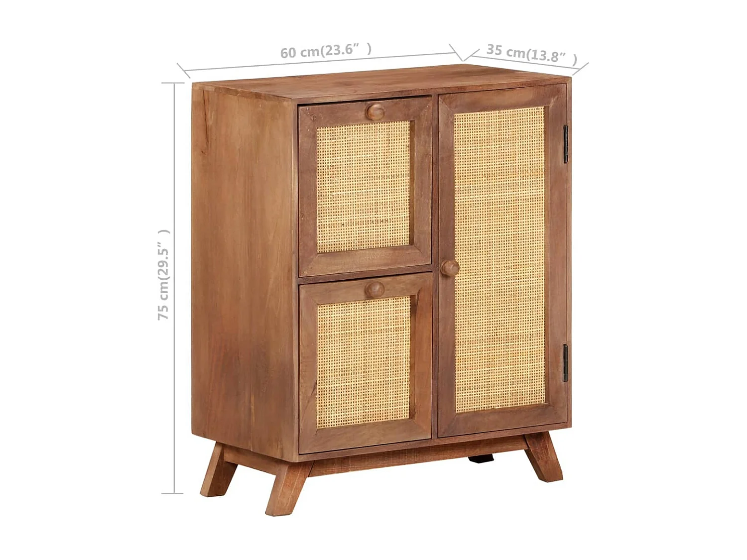 Credenza 60x35x75 cm in Legno Massello di Mango