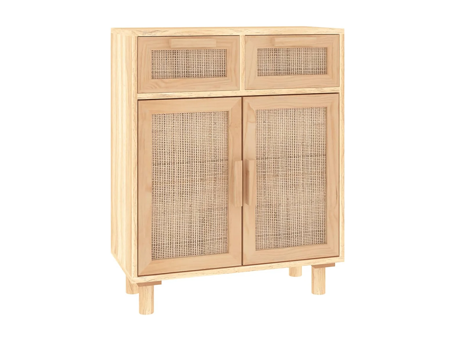 Buffet Marron 60x30x75 cm Bois de pin massif et rotin naturel