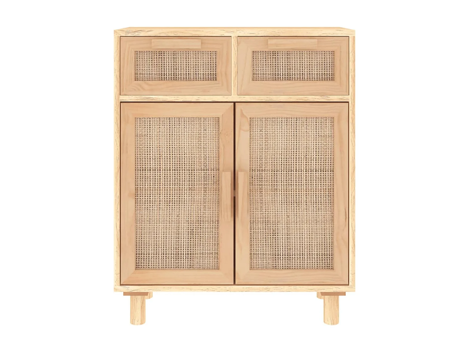 Buffet Marron 60x30x75 cm Bois de pin massif et rotin naturel